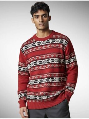 Weatherproof Vintage Fair Isle Men’s Pullover Long-Sleeve Sweater